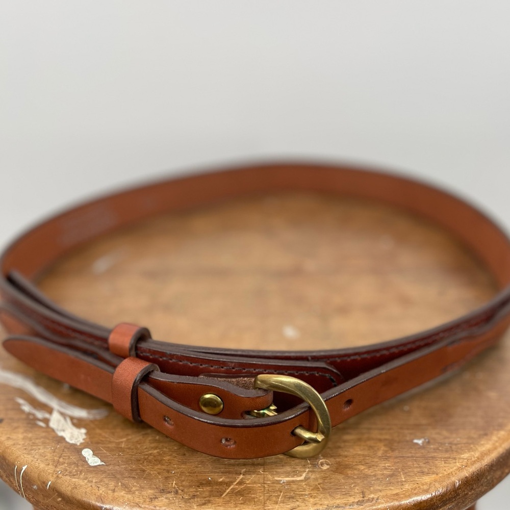 ⭐️Men's Tan Leather Belt with Brass Buckle Made in USA